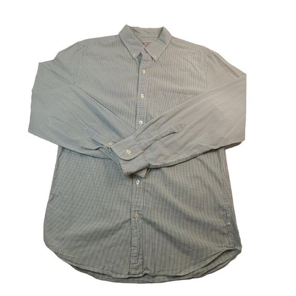 J. Crew Long Sleeve Green Plaid Shirt Pearl Button Up Men's Dress  Size Medium‎ - Picture 1 of 8
